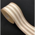Faux Burlap Ribbon Ivory Stripe 2.5" 10y